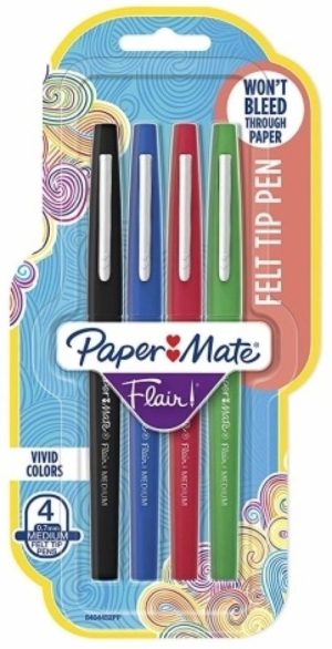 Estuche 4 rotuladores paper mate flair original colores basicos