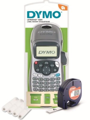 ROTULADORA DYMO LETRATAG LT-100H GRIS + 1 CINTA REGALO + 4 PILAS AA