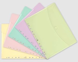 Pack 5 carpeta sobre multitaladro a4 cierre velcro colores pastel