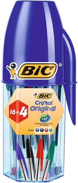MEGATUBO 20 BOLIGRAFOS BIC CRISTAL COLORES SURTIDOS