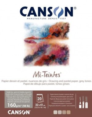 Bloc encolado canson mi-teintes 32x41cm 30h 160g hojas tonos grises