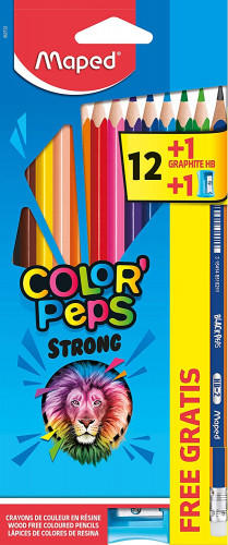 Lapices de colores maped color peps caja de 12 unidades colores surtidos + 1 lapiz grafito + 1 sacapuntas