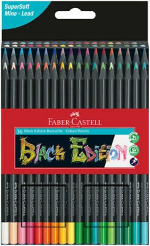 Estuche 36 lapices de colores triangulares black edition