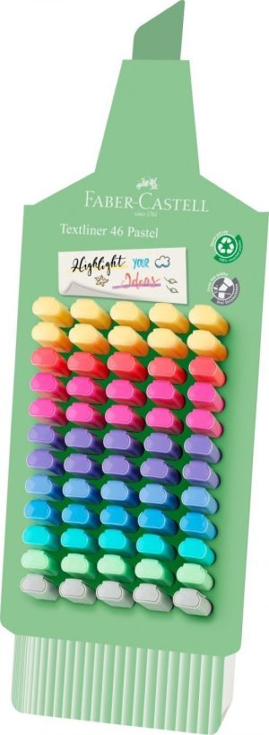 Expositor 60 marcadores textliner 46 pastel faber castell