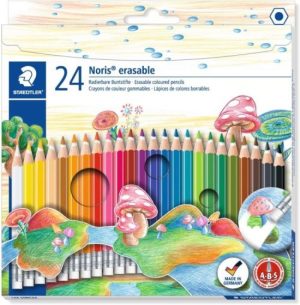 ESTUCHE 24 LAPICES COLORES BORRABLES SURTIDOS NORIS 144