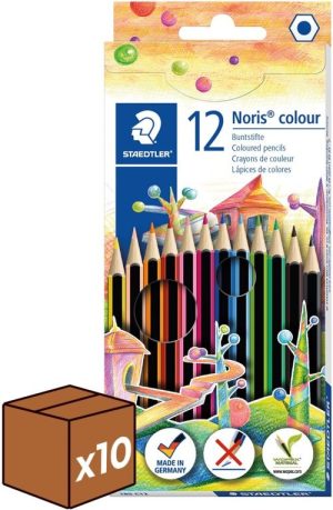 (pack 10u.) Estuche 12 lápices noris colour 185 colores surtidos