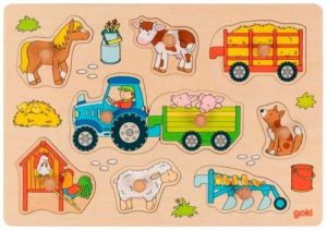 PUZZLE 9 PZS TRACTOR DE ENCAJE CON REMOLQUES 30X21X2.4 CM