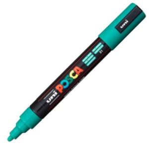 Marcador uni-posca pc5m color verde esmeralda punta 1.8-2.5mm