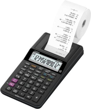 Calculadora impresora HR-8RCE pantalla 12 dígitos negra