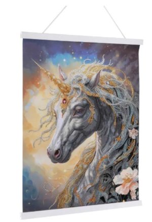 CRYSTAL ART SCROLL UNICORNIO (COSMIC UNICORN)  40X50CM