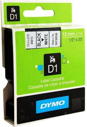 Cinta dymo d1 12mmx7m negro/blanco