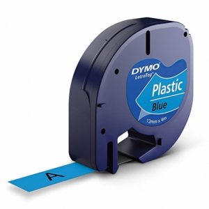 CINTA DYMO LETRATAG PLASTICO NEGRO/AZUL 12MMX4M.