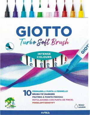 Estuche 10 rotuladores giotto turbo soft brush punta pincel