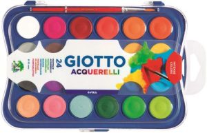 Estuche plastico 24 acuarelas giotto + pincel colores surtidos