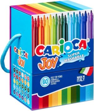 Caja con asa 60 rotuladores carioca joy punta fina superlavable
