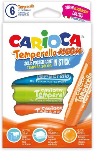 Estuche 6 colores tempera solida temperello neon 10g colores surtidos