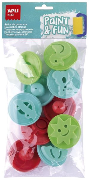 BOLSA 10 SELLOS GOMA EVA MANGO PLASTICO