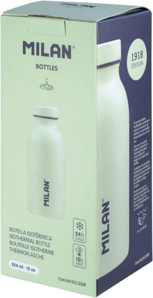 Botella isotermica de acero inoxidable 354ml milan 1918 17,1x6,85cm verde