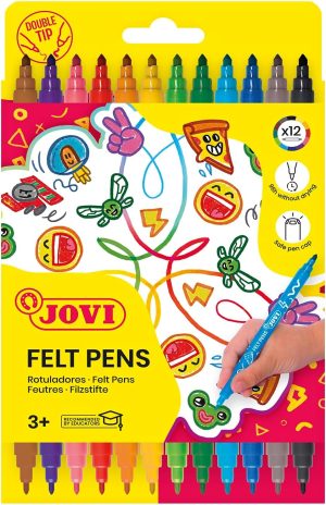 ESTUCHE 12 ROTULADORES JOVI PUNTA DOBLE FINA/GRUESA