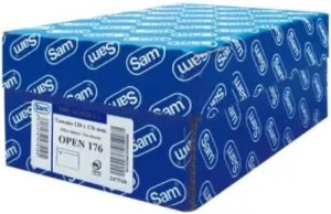 C/500 sobre autoadhesivo con tira de silicona normalizado open 176 (120x176) offset blanco 90g.