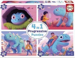 PUZZLE PROGRESIVO 4 EN 1 SIMPATICOS DINOS 20 40 60 80 PZS