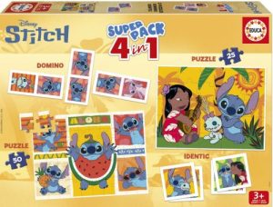 SUPERPACK STITCH 4 EN 1.(DOMINO+2 PUZZLES+IDENTIC)