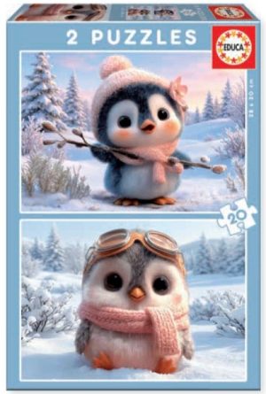 PUZZLE 2X20 PIEZAS PINGUINOS ADORABLES