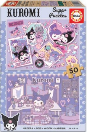 PUZZLE 2X50 PIEZAS MADERA HELLO KITTY KUROMI
