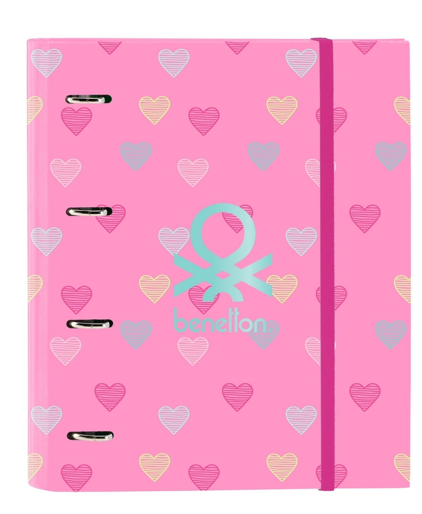 CARPETA 4 ANILLAS 35MM CON RECAMBIO BENETTON HEART 27x32x3,5cm