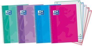 Paq/5 cuaderno espiral a4+ 120h 90g. cuadrícula 5x5 ebook5 classic microperforado colores tendencia