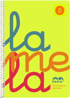 Cuaderno espiral 4º 80 hojas 90g 2,5mm amarillo cuadrovia polipropileno flúor