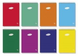 Paq/10 cuaderno espiral apaisado 12º 80h 60g. cuad.4x4 tapa carton pacsa