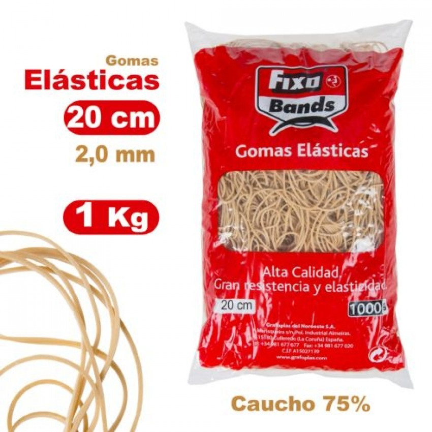 Bolsa 1000g gomas elásticas nº20 fixo 2mm x 20cm