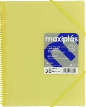 CARPETAS A4 50 FUNDAS A4 ESPIRAL MAXIPLAS AMARILLO SOFT