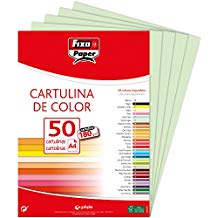 Paq/50 cartulinas fixo a4 180g. verde agua