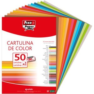 PAQ/50 CARTULINAS FIXO A3 180G. GRIS PERLA
