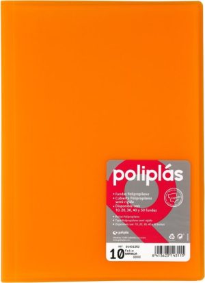 CARPETA Fº 40 FUNDAS SOLDADAS TRANSLUCIDAS NARANJA