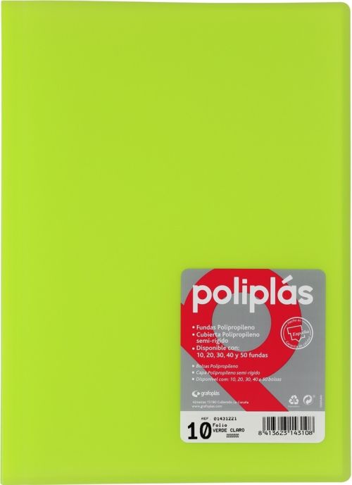 CARPETA Fº 20 FUNDAS SOLDADAS TRANSLUCIDAS VERDE CLARO