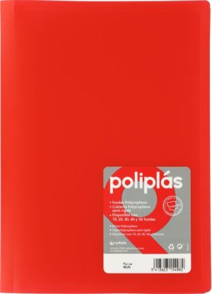 CARPETA Fº 10 FUNDAS SOLDADAS OPACAS ROJO POLIPLAS