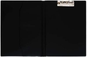 Carpeta fº con pinza superior pvc color negro con bolsa interior