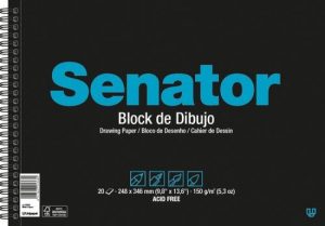 Bloc dibujo espiral senator fº prolongado 20h 150g con recuadro y microperforado