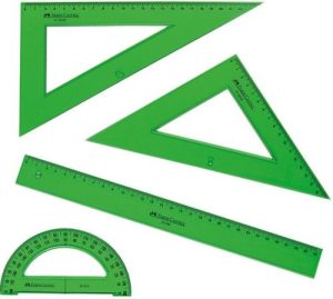 Estuche dibujo 4 piezas reglas verde/transparente faber-castell