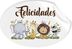 Rollo 250 etiquetas ovalada felicidades