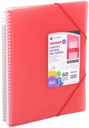 CARPETA 60 FUNDAS A4 ESPIRAL ARCHIVEX STAR ROJO CARCHIVO
