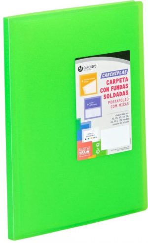 Carpeta 10 fundas soldadas a4 tapa flexible color lima carchiplas