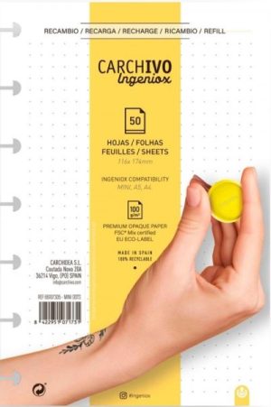 RECAMBIO CUADERNO INGENIOX A6 50 HOJAS DOTS EXTRAIBLE