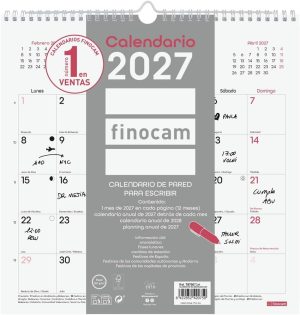 Calendario pared escribir chic 2027 30x30cm. blanco
