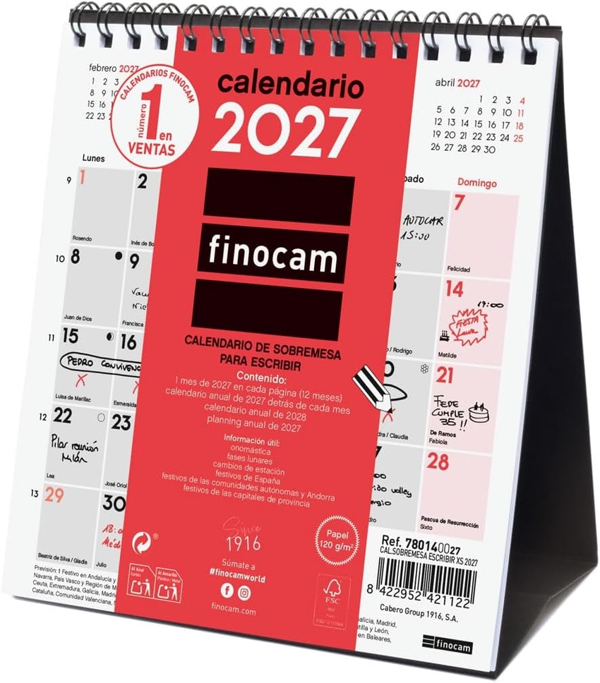Calendario sobremesa escribir xs 2027 140x150mm