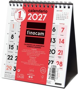 Calendario sobremesa numeros grandes xs 2027 140x150mm