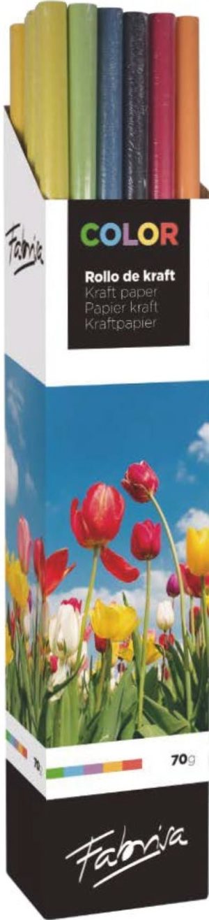 EXP. 20 rollos papel kraft verjurado 1x5M colores metálizados surtidos